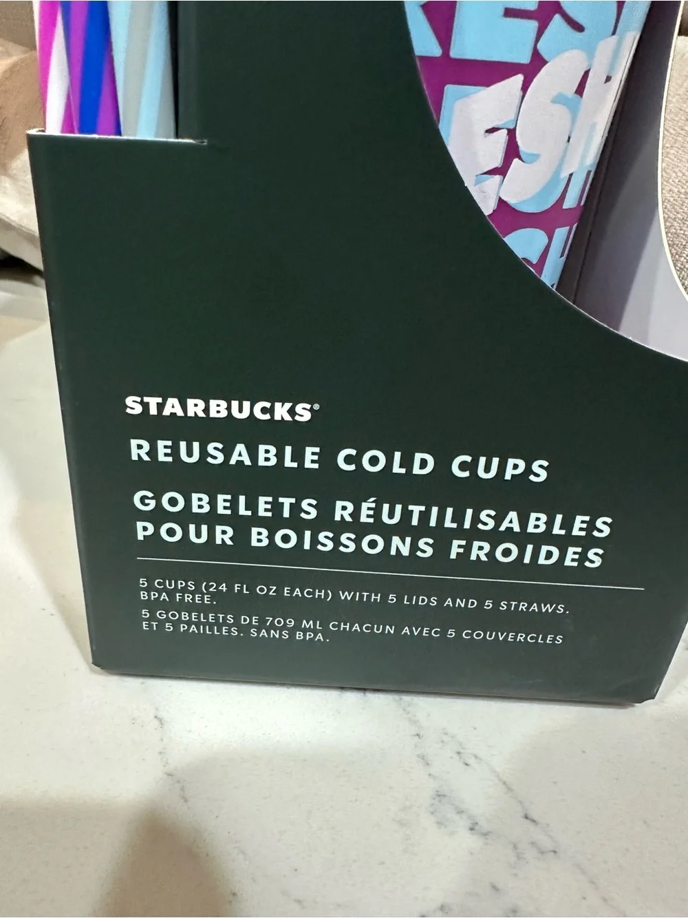 Starbucks Assorted Pink Blue Purple Cream Reusable Cold Cup Straw Toppers